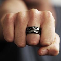 Wired Ring, Rustic Wedding Bands, Antique Gold Rings, Antique Silver Necklace, Unique Mens Rings, Silver Ring Band, Womens Jewellery, Antique Silver Rings, Wire Rings