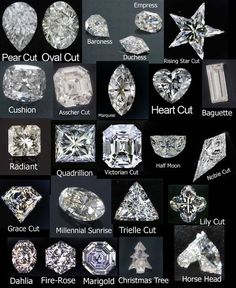 Types Of Diamond Cuts, Types Of Diamonds, Schmuck Design, Diamond Cut, Crystals And Gemstones, Diamond Shapes, Different Types, Diamond Engagement