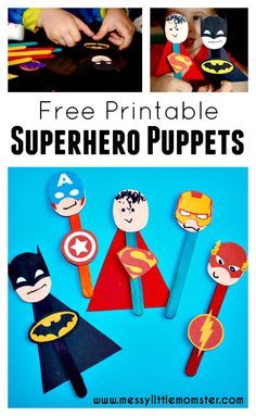 free printable superhero puppets for kids to make with their own hands and fingers