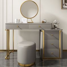 36% Off. Makeup Vanity Set with Drawers Retractable Dressing Table Stool & Mirror Included Mirrored Makeup Vanity, Makeup And Accessories, Modern Makeup Vanity, Dressing Table With Drawers, Steel Stool, Makeup Vanity Set, Minimalist Vibe, Mirror Stool, Dressing Table Design