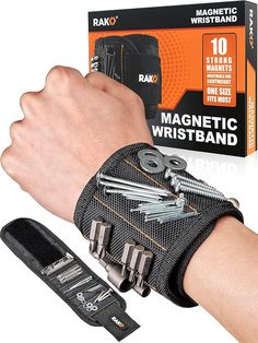 RAK Magnetic Wristband for Holding Screws, Nails and Drill Bits for Men - Made from Premium Ballistic Nylon with Lightweight Powerful Magnets for Dad, Husband, Grandpa, Handyman - Amazon.com Gadget Gifts For Men, Magnetic Wristband, Diy Handyman, Handy Woman, Stocking Stuffers For Men, Strong Magnets, Tool Gifts, Gadget Gifts, Christmas Gifts For Men