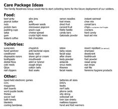 an image of some food items that are labeled in the words care package ideas and instructions