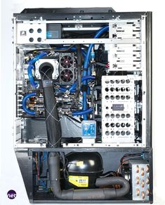 the inside of a computer case with many wires