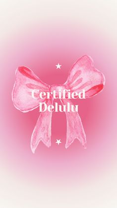 a pink bow with the words certified beluhn written on it in white ink