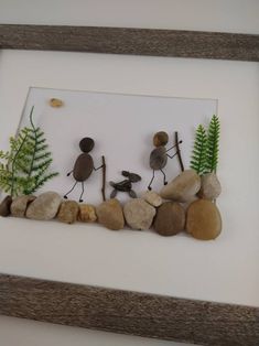 some rocks and plants are in a frame