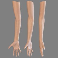 the legs and arms of a woman with long, slender legs are shown in three different positions