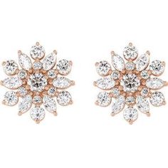 14KT Rose Gold Diamond Vintage Flower Stud Earrings, 14KT Rose Gold Diamond Vintage Flower Stud Earrings - Legacy Saint Jewelry Vintage Inspired Earrings, Bracelet Size Chart, Starburst Earrings, Earrings Design, Vintage Glam, Flower Earrings Studs, Diamond Stud, Flower Studs, Rose Gold Diamonds