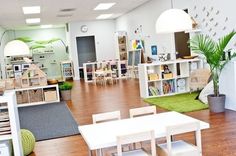 the children's playroom is clean and ready to be used for their toys