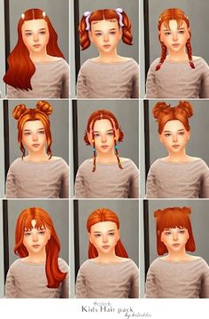 many different pictures of the same woman's hair in various positions and sizes,