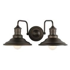 Allen + Roth Hainsbrook 2-Light 7-In Aged Bronze Cone Vanity Light B10068 Industrial Vanity Light, Industrial Vanity, Bronze Fixtures, Traditional Vanity, Bronze Bathroom, Traditional Style Decor, Aged Bronze, Allen Roth, Bathroom Vanity Light