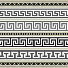 a set of four different types of greek ornament designs, all in black and white