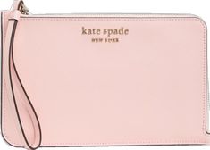 Elegant Pink Wristlet For Everyday, Elegant Pink Wristlet For Everyday Use, Elegant Pink Wristlet For Spring, Leather Zip Pouch, Kate Spade Clutch, Pink Wristlet, Kate Spade Wallet, Coin Pouch, Leather Wristlet