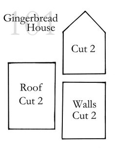 the gingerbread house cut out 2, roof 2, walls 2 and wall 3