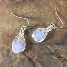 Blue Lace Agate Earrings Dangle Silver, Drop Gemstone Earrings Blue Agate, gift for Women, Blue Brid Handmade Chalcedony Earrings For Gifts, Handmade Chalcedony Earrings As Gift, Nickel-free Agate Earrings For Gifts, Blue Agate Earrings As A Gift, Handmade Blue Agate Earrings, Blue Natural Stone Earrings As Gift, Blue Chalcedony Dangle Jewelry, Teardrop Agate Earrings As Gift, Wire Wrapped Agate Earrings For Gift