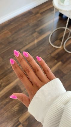 Pink Simple Nail Ideas, Nails Inspo One Color, Pink With Design Nails, Pink Nail Designs 2024, Nails For Bahamas Vacation, Almond Acrylic Nails Trendy, Megan Moroney Nails, Pink And White Aura Nails, Nails With Blue Dress