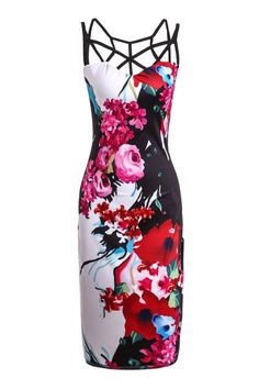 Trendy Sleeveless Floral Print Hollow Out Skinny Dress For Women Summer Office Outfits, Winter Typ, Summer Office, Sammy Dress, Bodycon Dresses, Fashion Mode, Dress Ideas, Office Outfits, Dress For Women