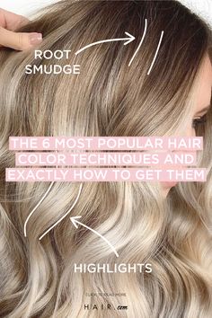 Blonde Hair Color Techniques, Different Hair Color Techniques, How To Do A Root Smudge At Home, Hair Smudging Roots, How To Smudge Roots At Home, Hair Highlight Techniques, Color Techniques Hair, Hair Techniques Color, Hair Color Application Techniques