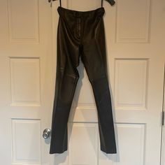 Bebe Black Leather Slacks, Size 0, Lined, Front Zipper, Never Worn, Soft Leather Black Jumpsuit, Front Zipper, Soft Leather, Pant Jumpsuit, Straight Leg, Black Leather, Pants For Women, Zipper, Pants