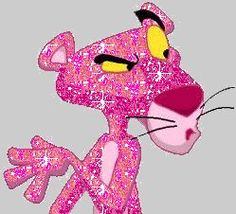 the pink cat has yellow eyes and is very angry with it's mouth open