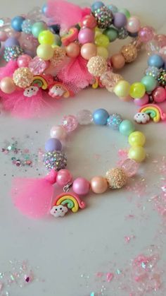 Over-the-Rainbow sparkle bracelet. Kids stretch bracelet.   Perfect for ages 4-10 years old. If you need a larger size please just leave a note and we will make to order.