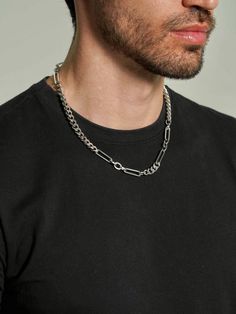 Enhance his style with our Paperclip Chain Necklace, featuring sleek curb and paperclip chains in stainless steel. Ideal for any occasion, this versatile piece complements both casual and formal looks. A perfect gift for him, it adds a sophisticated touch to his jewelry collection. Modern Metal Cuban Link Chain Necklace, Modern Metal Cuban Link Necklace With Curb Chain, Modern Stainless Steel Curb Chain Necklace, Modern Stainless Steel Cuban Link Chain Necklace, Stainless Steel Paperclip Chain Necklace, Modern Cuban Link Chain Necklace, Everyday Stainless Steel Paperclip Chain Necklace, Modern Metal Cuban Link Necklace, Classic Chunky Chain Stainless Steel Necklace