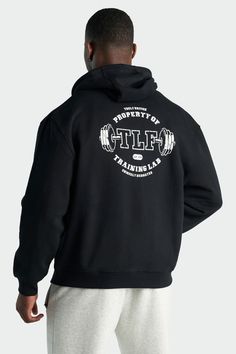 Back View of Black Property of TLF Zip-Up Hoodie Workouts Cardio, Tlf Apparel, Oversized Sweatpants, Gym Fit, Graphic Design Print, Pocket Leggings, Gym Shorts, Women Hoodies Sweatshirts, Drawstring Hoodie