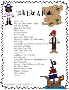 a pirate's tale with the words talk like a pirate