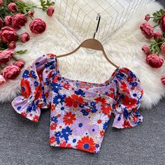 Printed bubble sleeves shirt, slim short crop topMaterial:chiffonColor:yellow,green,purple,pink,orangeStyle:sweetFeatures:floralSize(CM): free 1inch=2.54cmlength:34,sleeve:29,bust:60-84,waist:60-84&ltp&gtNote:Due to different measurement methods,there will be 1-3 error(unite:cm), please understand.</p>&ltbr/> Fitted Floral Print Crop Top With Short Sleeves, Fitted Summer Crop Top With Short Sleeves, Summer Puff Sleeve Crop Top, Summer Floral Print Short Sleeve Crop Top, Floral Print Short Sleeve Crop Top For Summer, Summer Floral Print Crop Top With Short Sleeves, Trendy Floral Print Puff Sleeve Tops, Trendy Fitted Floral Print Blouse, Chic Floral Print Short Sleeve Crop Top