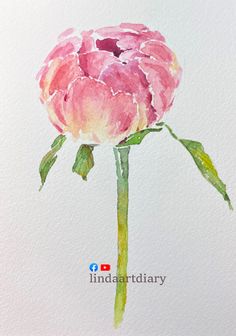 a watercolor painting of a pink flower