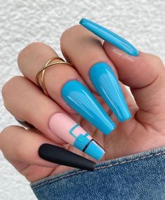 Colorful Nails, Trendy Nail Art, Luxury Nails, Coffin Nails Designs, Pretty Acrylic Nails