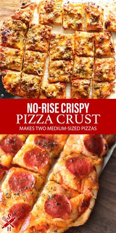 no - rise crispy pizza crust makes two medium sized pizzas in less than ten minutes