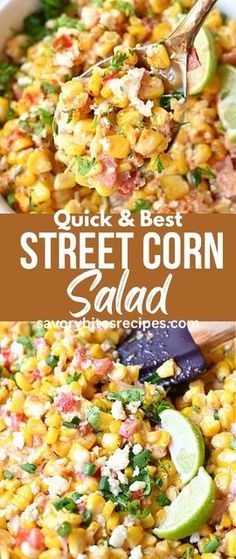 mexican street corn salad with limes and cilantro