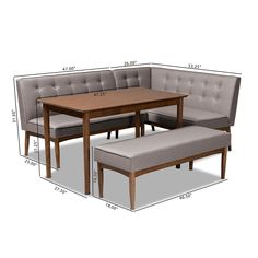 Baxton Studio Arvid Mid-Century Modern Gray Fabric Upholstered 4-Piece Wood Dining Nook Set FredCo theFredCo Dinner Bench, Enjoy Weekend, Nook Dining, Breakfast Nook Dining Set, Nook Dining Set, 3 Piece Dining Set, Dinning Set, Mid Century Modern Dining, Inspire Me Home Decor