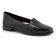 Elevate your stride with these suave loafers featuring a cushion-topped sole and an intricately textured appearance in durable leather. From Trotters. Cow Leather, Fashion Shoes, Leather Upper, Oxford, Loafers, Heels, Leather