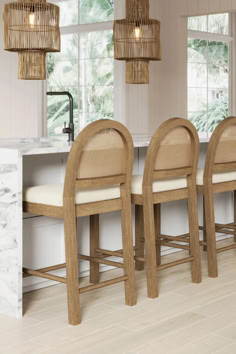 You don't need to be a Michelin star chef to have the kitchen of your dreams! This is where the Bailey bar stool comes in. It features a curved silhouette back made of woven natural rattan and is paired with an wire brushed light brown finish frame and bright boucle textured seat. Grab your favorite drink and sit for hours on the generously padded seat, while kicking your feet up on the durable foot rest. Light Bar Stools, Small Space Kitchen Seating, Spanish Style Bar Stools, Light Wood Barstools, Cute Barstools Kitchen Stools, Kitchen Bench Stools, Natural Wood Bar Stools, Comfortable Bar Stools Kitchen Island, Barstools In Kitchen