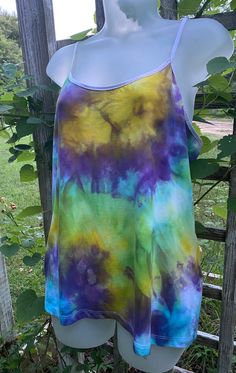 Ice dyed using high quality dyes Hand Dyed Multicolor Sleeveless Tops, Multicolor Hand Dyed Sleeveless Tops, Multicolor Hand-dyed Sleeveless Top, Hand Dyed Acid Wash Sleeveless Top, Acid Wash Hand Dyed Sleeveless Top, Acid Wash Hand-dyed Sleeveless Top, Hand Dyed Sleeveless Tank Top For Spring, Spring Sleeveless Hand Dyed Tank Top, Hand Dyed Tie Dye Tank Top For Spring