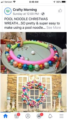 an image of a heart made out of balloons and beads on the front of a house