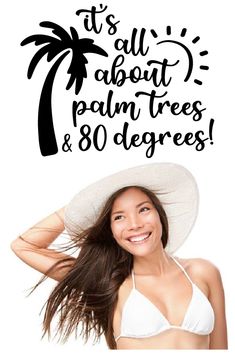 It's all about palm trees and 80 degrees wall decal from whimsidecals.com Home On The Beach, Miami Vacation, Tree Wall Decal, Family Room Decorating, Beach Themed, Beach Travel, Removable Wall, Wall Graphics, Sealife