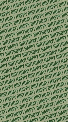 a green and white birthday card with the words happy written in large letters on it