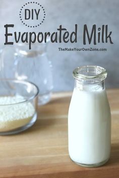 homemade diy evaporated milk in a glass bottle