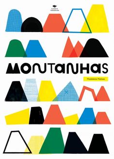 a poster with mountains and shapes on it