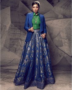 The Anant Rangrez Blazer Lehenga | Blue & Green Lehenga Set | Archana Kochhar – B Anu Designs Luxury Traditional Skirt With Zari Work, Luxury Tiered Skirt Dress With Zari Work, Virat Kohli Reception Dress, Green Semi-stitched Lehenga For Formal Occasions, Semi-stitched Green Lehenga For Formal Occasions, Formal Green Semi-stitched Lehenga, Formal Green Lehenga For Eid, Traditional Green Lehenga For Formal Occasions, Elegant Blue Saree Set