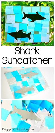 shark suncather made out of construction paper and cut into pieces with scissors to make it