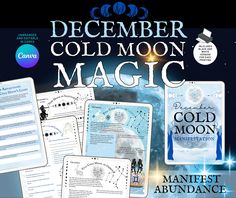 an advertisement for the cold moon magic program, featuring cards and instructions on how to use them