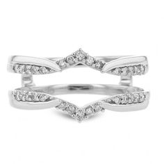 two white gold wedding bands with diamonds