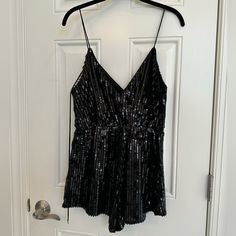 Black Sequin Romper Bought For Nye And Never Wore. New Without Tags. Size L But Runs Small. Black Sequined Jumpsuits And Rompers For Spring, Black Sequined Jumpsuits And Rompers For Date Night, Black Sequined Jumpsuit For Night Out, Black Sequined Jumpsuits For Date Night, Sequin Rompers, Black Sequins, Black Jumpsuit, Pant Jumpsuit, Jumpsuit Romper