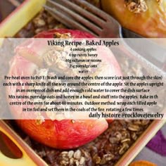 an image of baked apples in a baking dish with text describing how to make baked apples