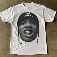 Grills T-Shirt Fast Shipping $25 Lowest I Can Do Custom Deadstock Hit Me With Questions Asap Rocky Graphic Tee, Mens Streetwear Shirts, Black And White Fits Men, Cool T Shirt Designs Graphics, Asap Rocky Shirt, Graphic Tees White, Asap Rocky T Shirt, Men Graphic Tees, Graphic Design Shirt