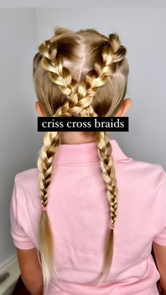 Criss Cross Braid Hair Tutorial Easy Braids For Beginners, Braids For Beginners, Girls Braided Hairstyles Kids, Simple Elegant Hairstyles, Edgy Pixie Haircuts, Braided Hair Tutorial, Bridesmaid Hair Long, Volleyball Hairstyles For Curly Hair, Girls Hairstyles Braids