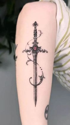 Dagger Tattoo Women’s Hand And Wrist Tattoo, Swords Spine Tattoo, Ataraxia Tattoo, Bday Tattoo, Tattoo Papillon, Mode Rockabilly, Gem Tattoo, Dibujos Tattoo